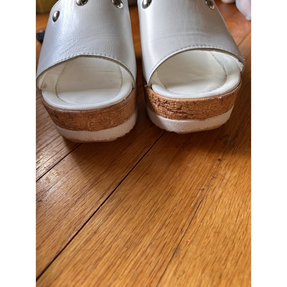 Cinzia Soft Italy Leather Platform Slide Sandals Studded White EU 38 Comfort 7 - Picture 7 of 8